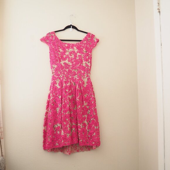 Anthropologie Yoana Baraschi Pink Jardim Lace Dress sz 6 - Picture 2 of 8